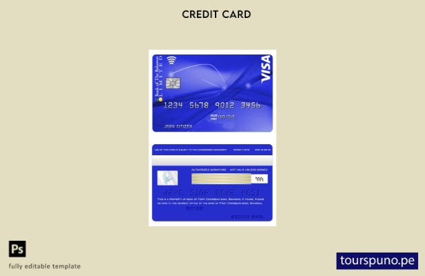 lista para imprimir plantilla de tarjeta VISA Classic del Banco de Bahamas de Ba